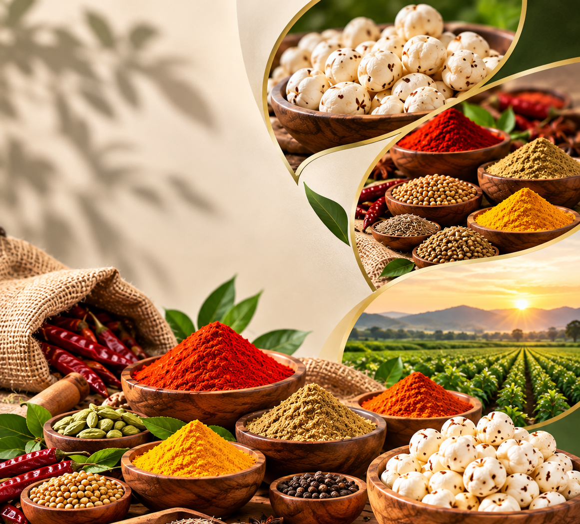 Spices and makhana being prepared