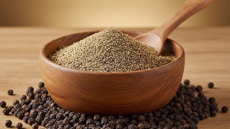 Black Pepper Powder - Bold, sharp, freshly ground.